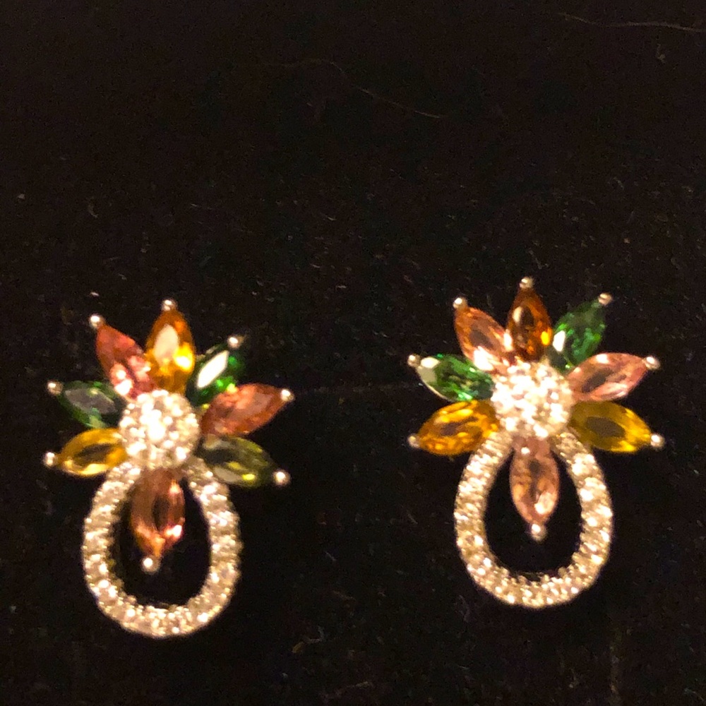 Natural Tourmaline Earrings S925 Sterling Silver